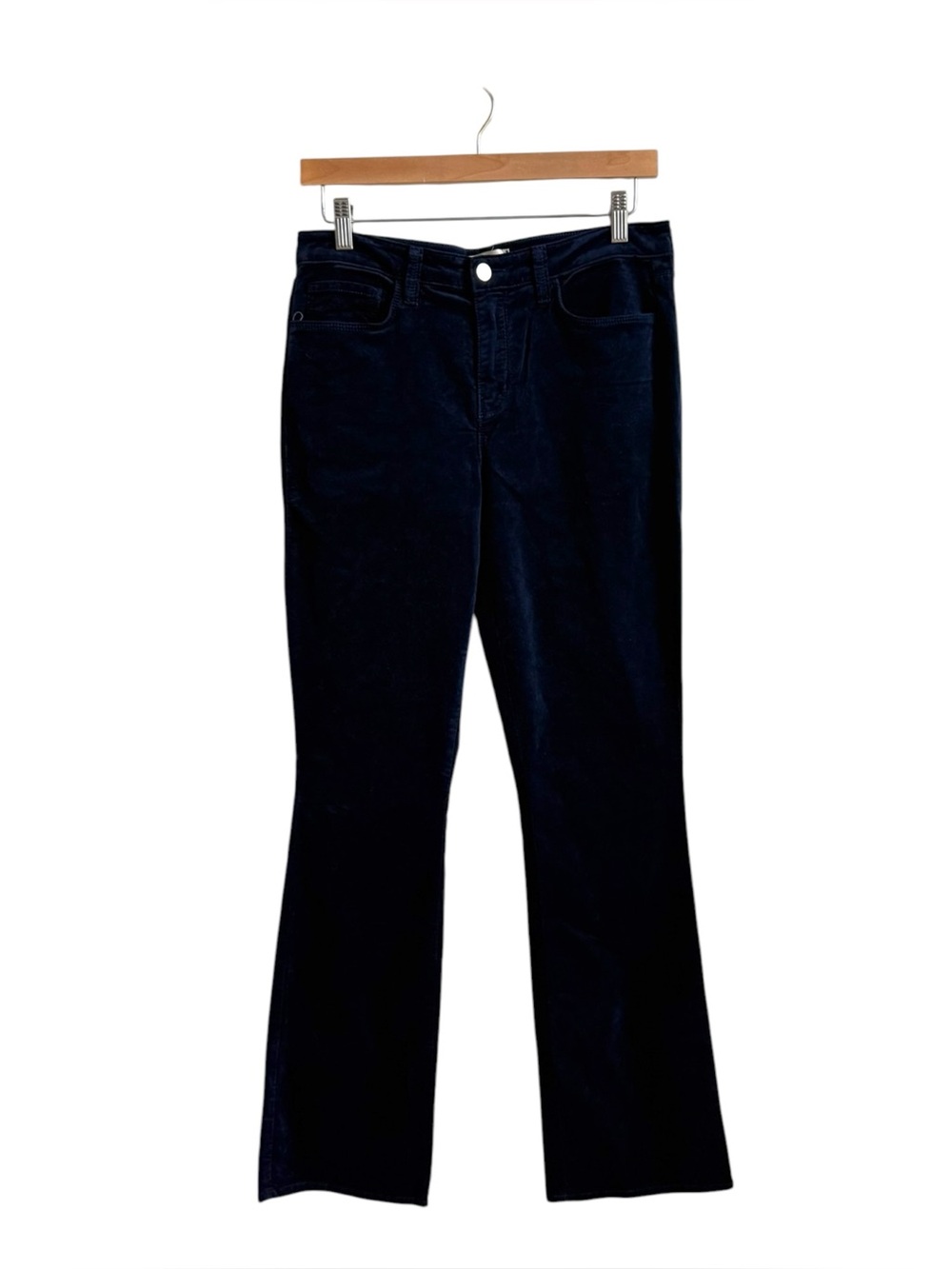 L'AGENCE Oriana High Rise Straight Leg Velvet Jeans Navy Blue Size 28